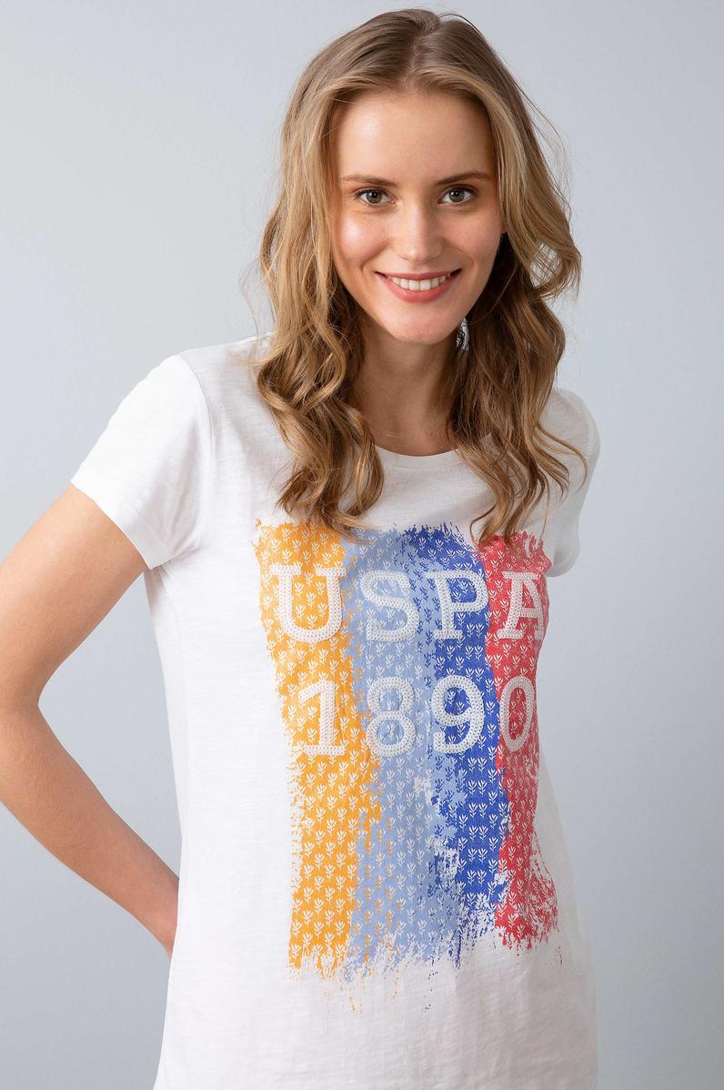 Kadın Mavi Bisiklet Yaka T-Shirt