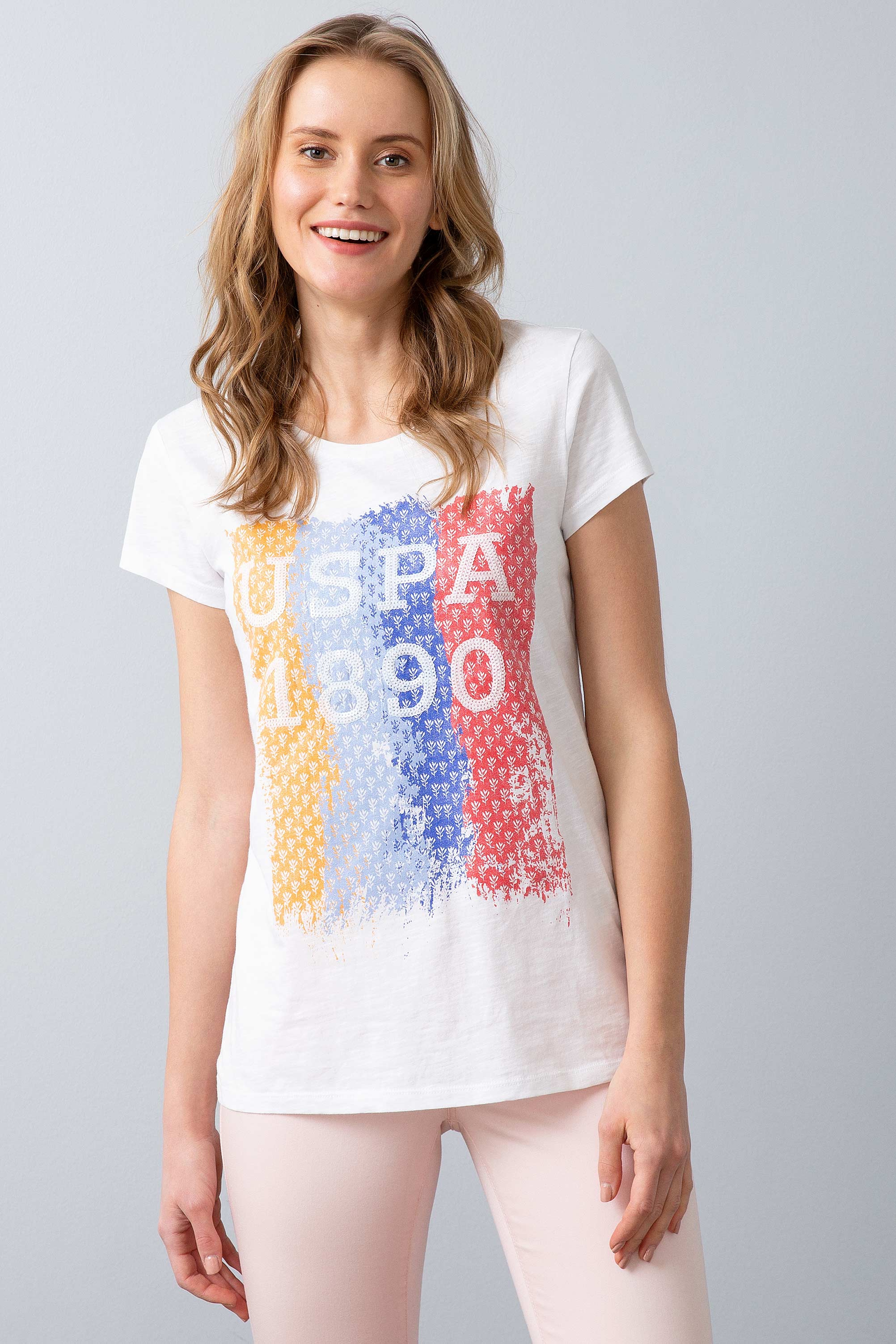 Kadın Mavi Bisiklet Yaka T-Shirt - Image 2