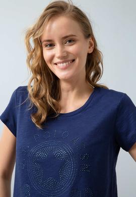 Kadın Lacivert Bisiklet Yaka T-Shirt - 50202606009