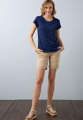 Kadın Lacivert Bisiklet Yaka T-Shirt - 50202606009