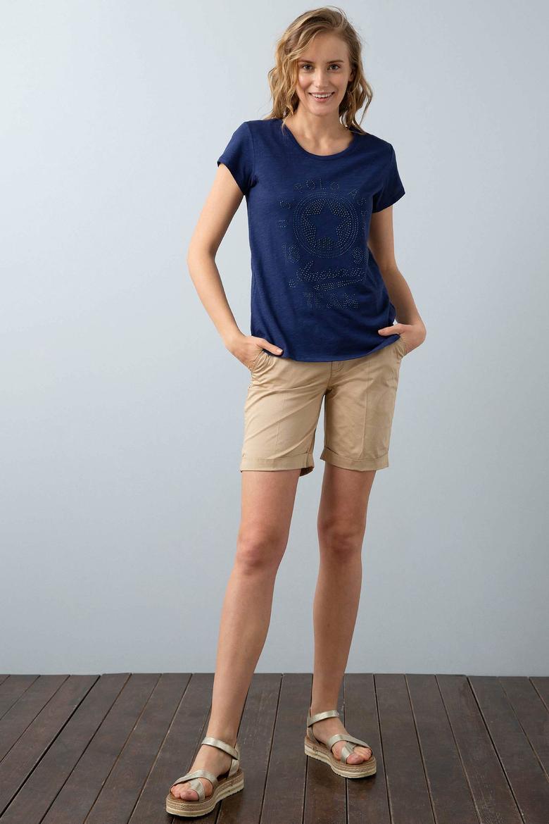 Kadın Lacivert Bisiklet Yaka T-Shirt - 50202606009