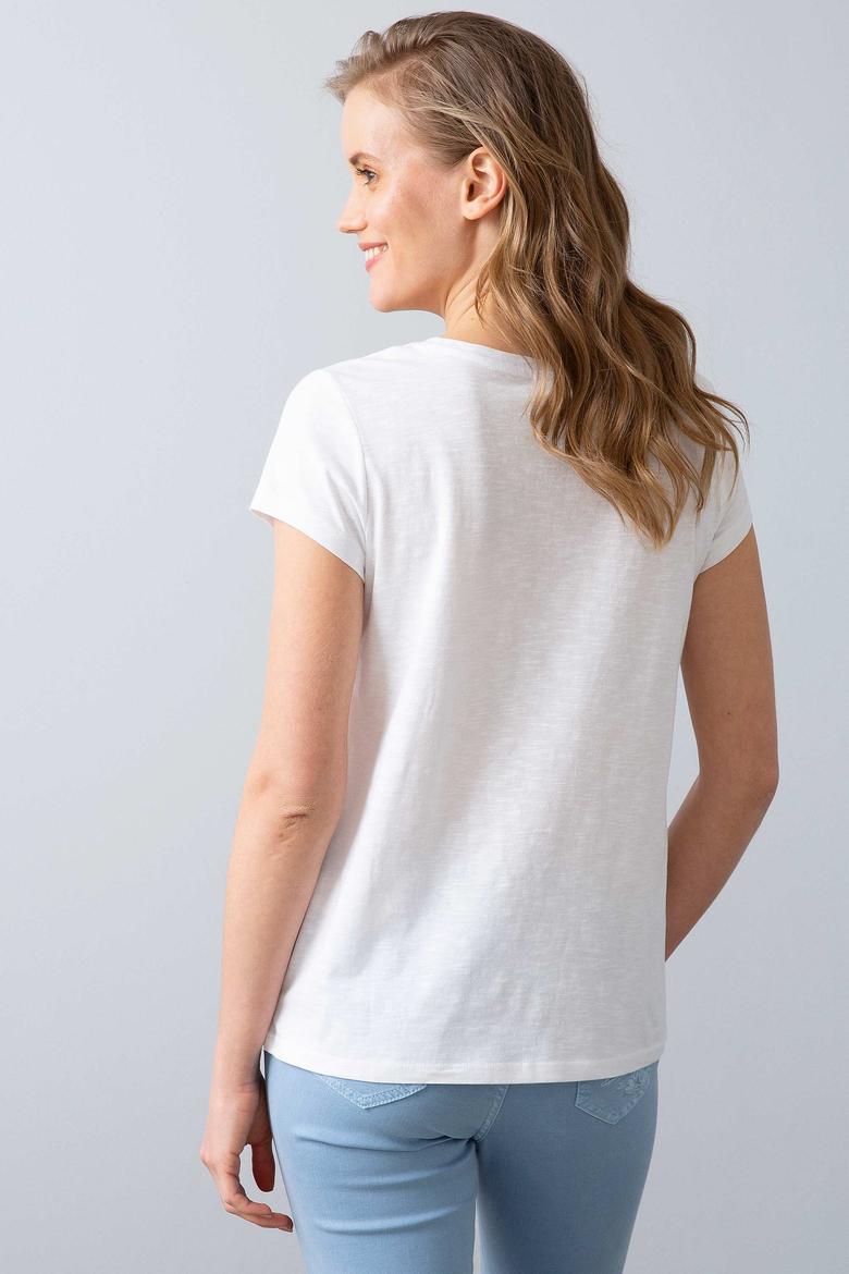 Kadın Beyaz Bisiklet Yaka T-Shirt - 50202617007