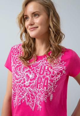 Kadın Pembe Bisiklet Yaka T-Shirt - 50202617009