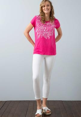 Kadın Pembe Bisiklet Yaka T-Shirt - 50202617009