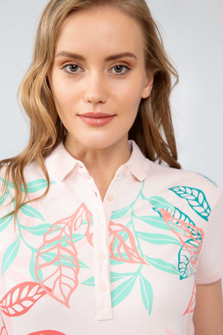 Kadın Pembe Polo Yaka T-Shirt - 50202624008