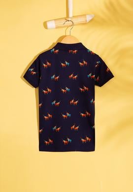 Çocuk Lacivert Bisiklet Yaka Tişört - 50202656012