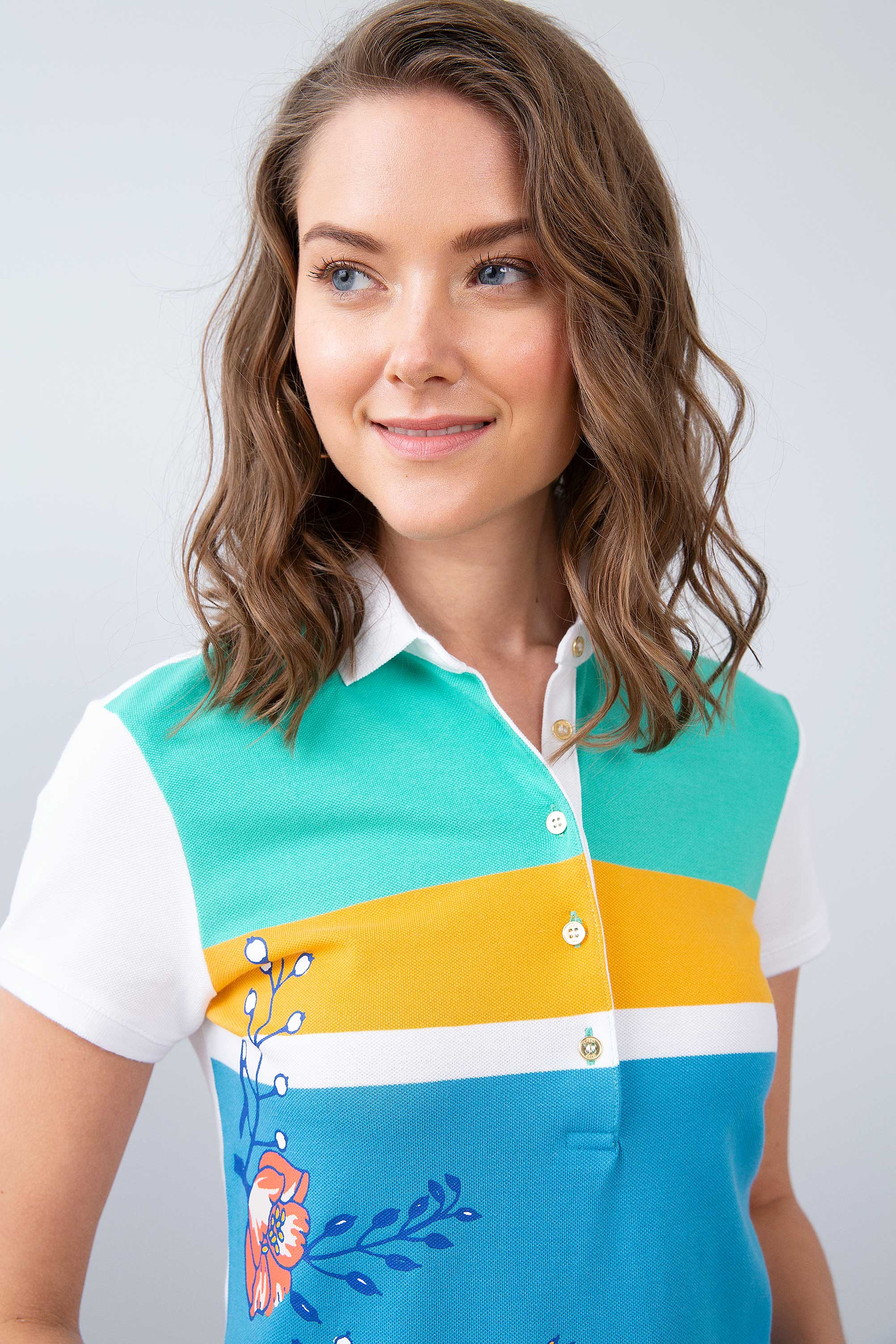 Kadın Mavi Polo Yaka T-Shirt - Image 2