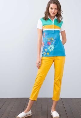 Kadın Mavi Polo Yaka T-Shirt - 50202776005