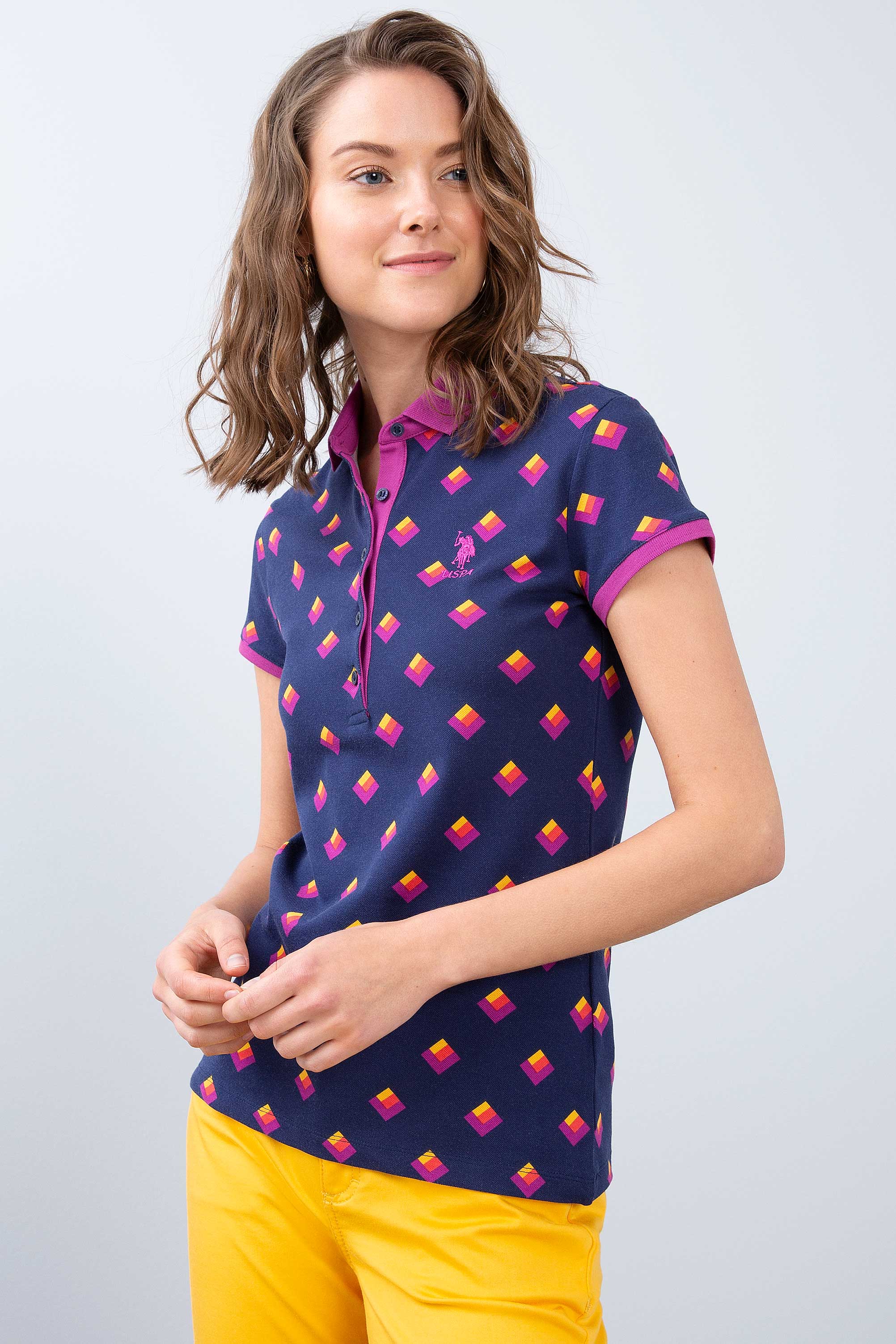 Kadın Lacivert Polo Yaka T-Shirt - Image 2