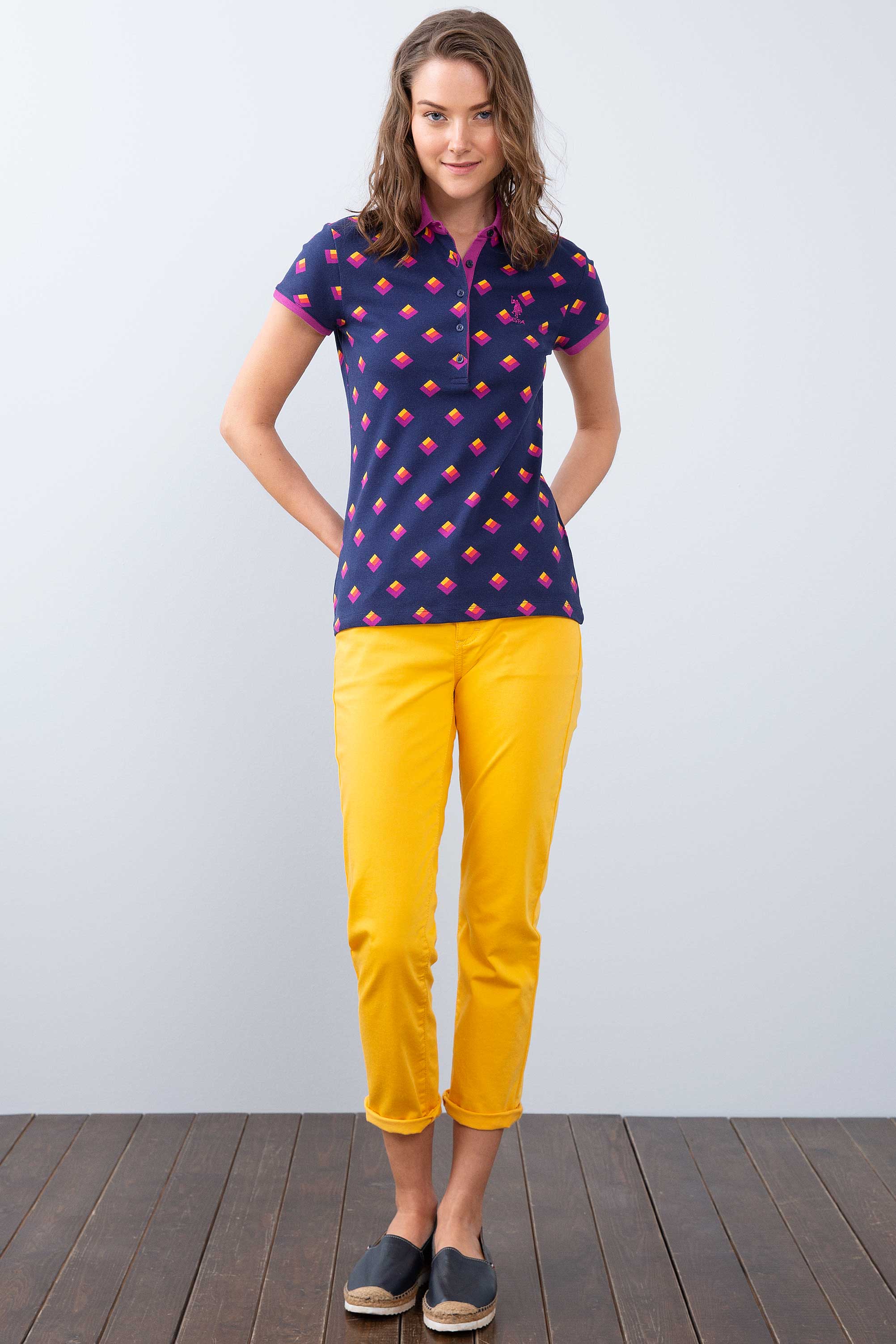 Kadın Lacivert Polo Yaka T-Shirt