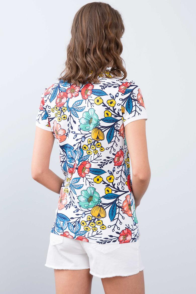 Kadın Beyaz Polo Yaka T-Shirt - 50202779011