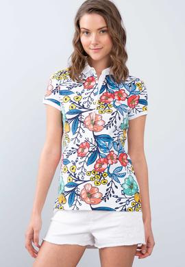 Kadın Beyaz Polo Yaka T-Shirt - 50202779011