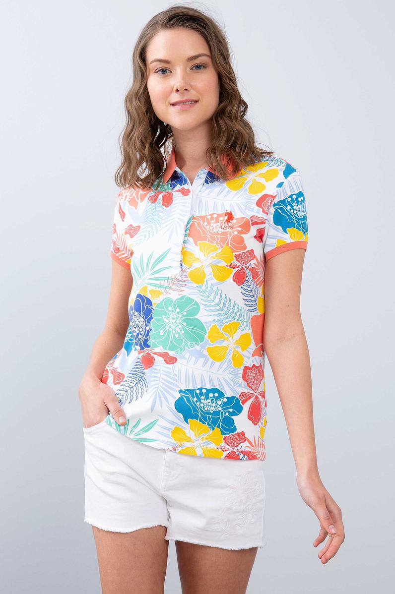 Kadın Beyaz Polo Yaka T-Shirt