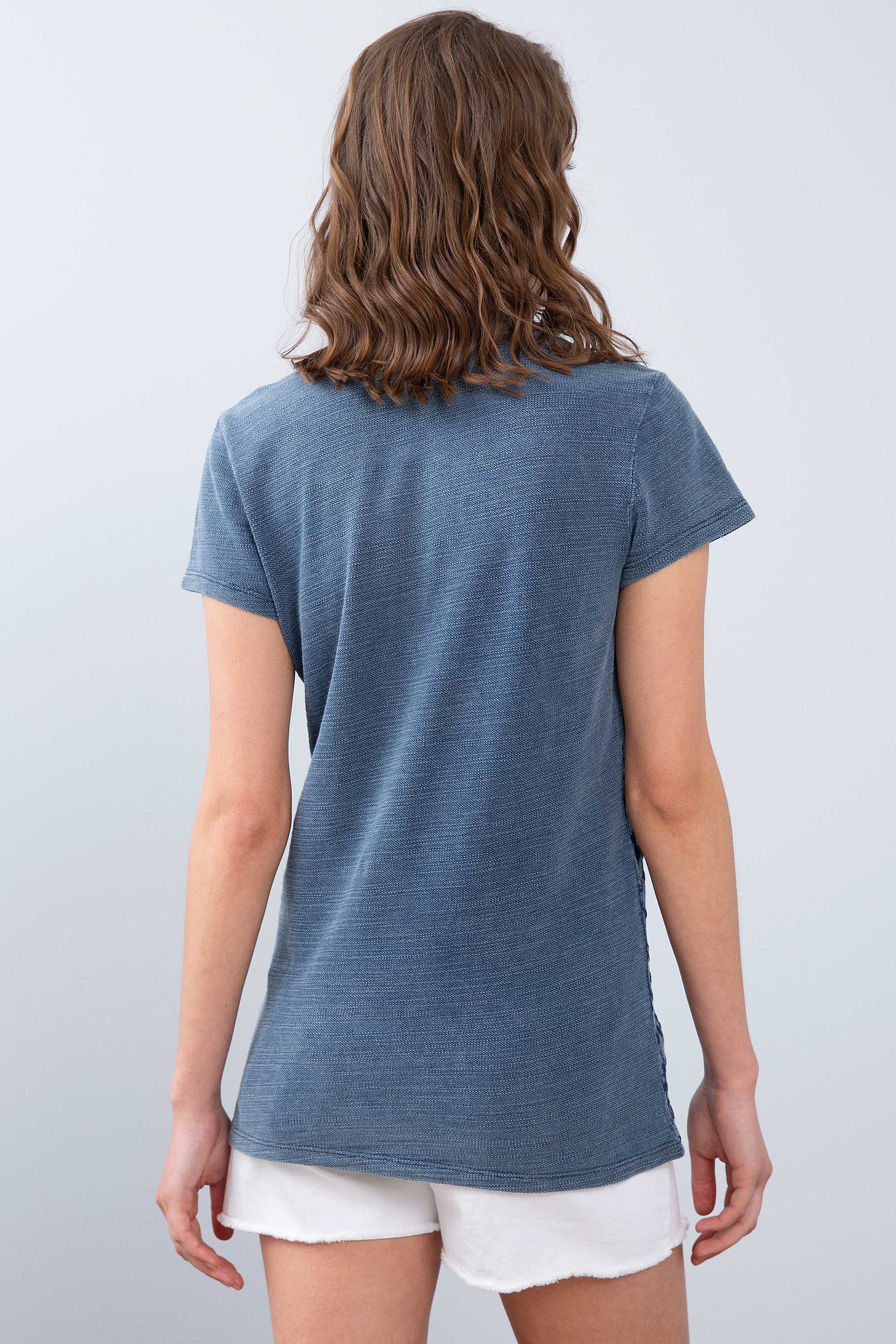 Kadın Lacivert Polo Yaka T-Shirt - Image 3