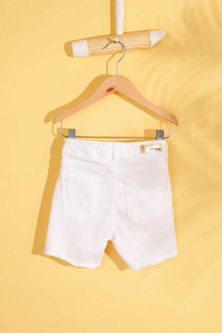 Kız Çocuk Beyaz Dokuma Bermuda Capri - 50203109009