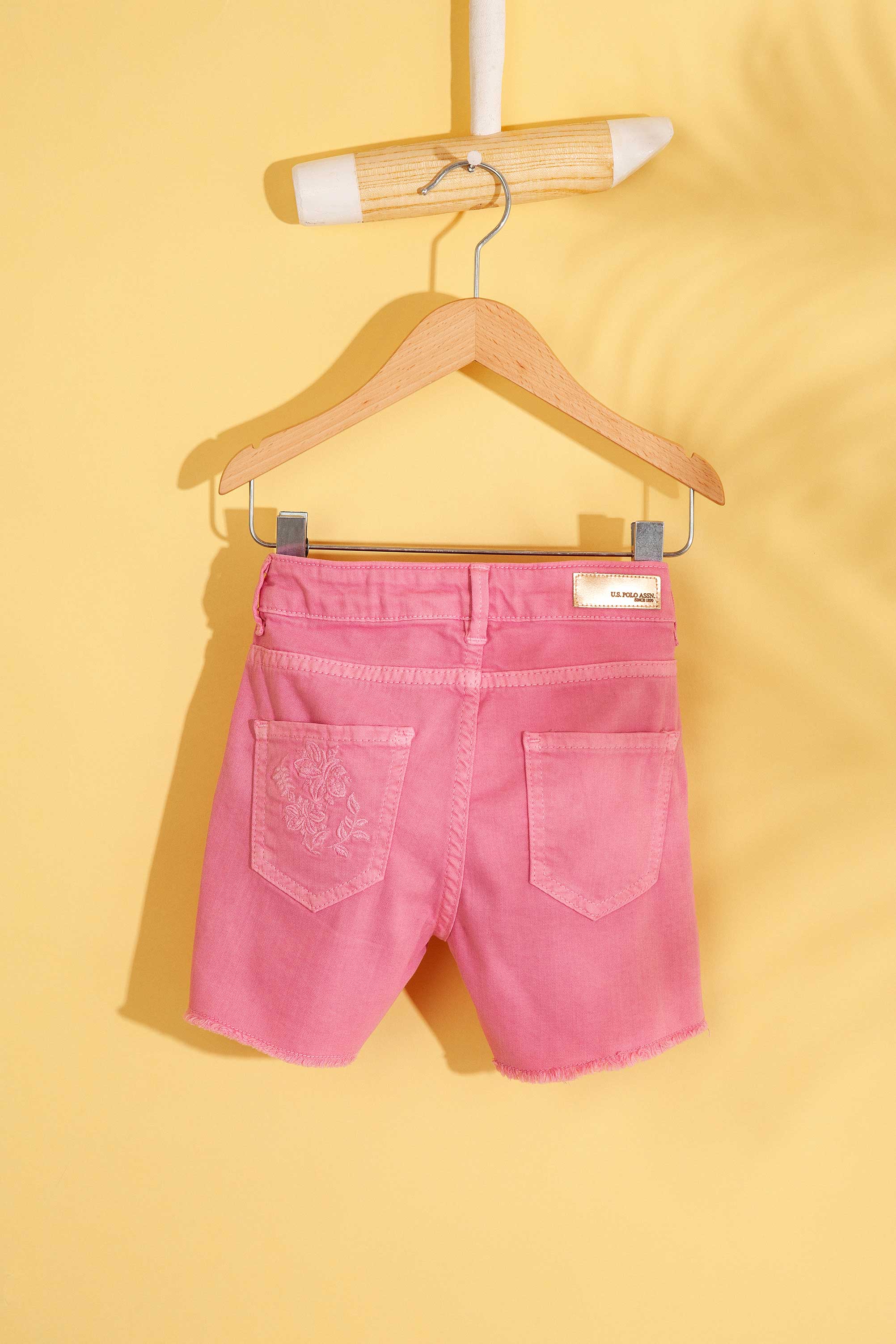 Kız Çocuk Pembe Dokuma Bermuda Capri - Image 2