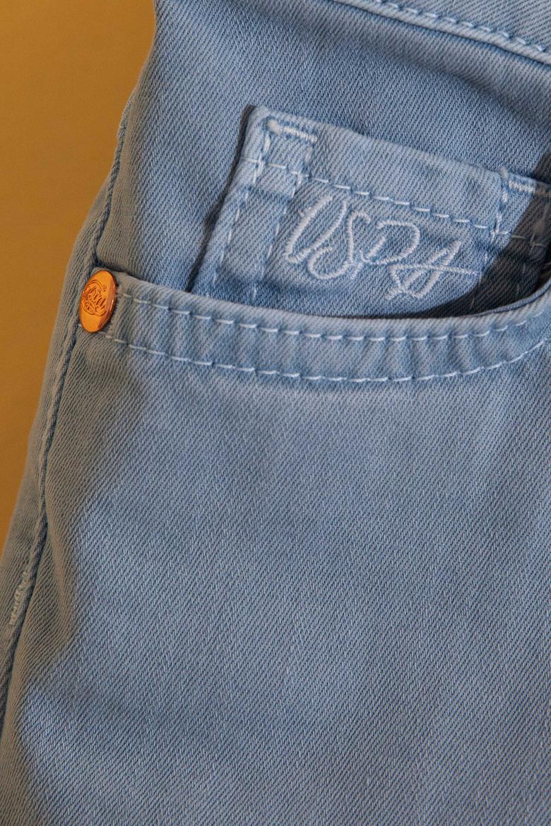 Kız Çocuk Mavi Dokuma Bermuda Capri - 50203109041