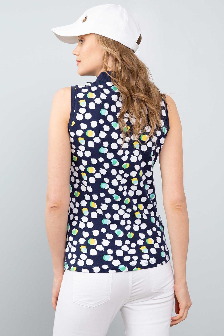 Kadın Lacivert Polo Yaka Kolsuz Tişört - 50203284001