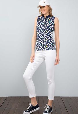 Kadın Lacivert Polo Yaka Kolsuz Tişört - 50203284001