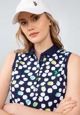 Kadın Lacivert Polo Yaka Kolsuz Tişört - 50203284001