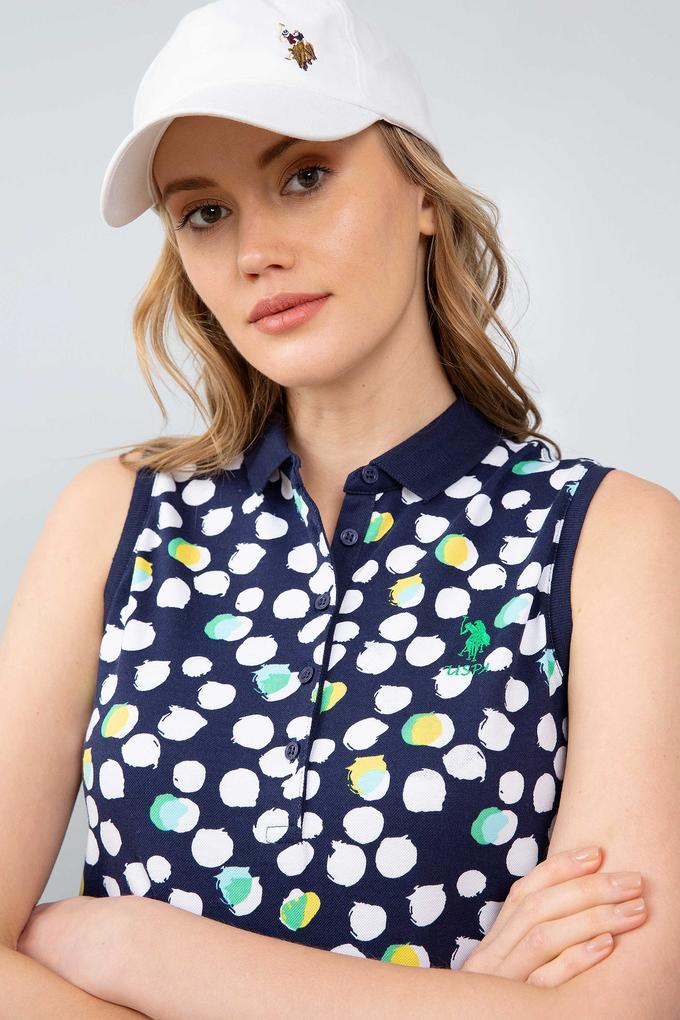 Kadın Lacivert Polo Yaka Kolsuz Tişört