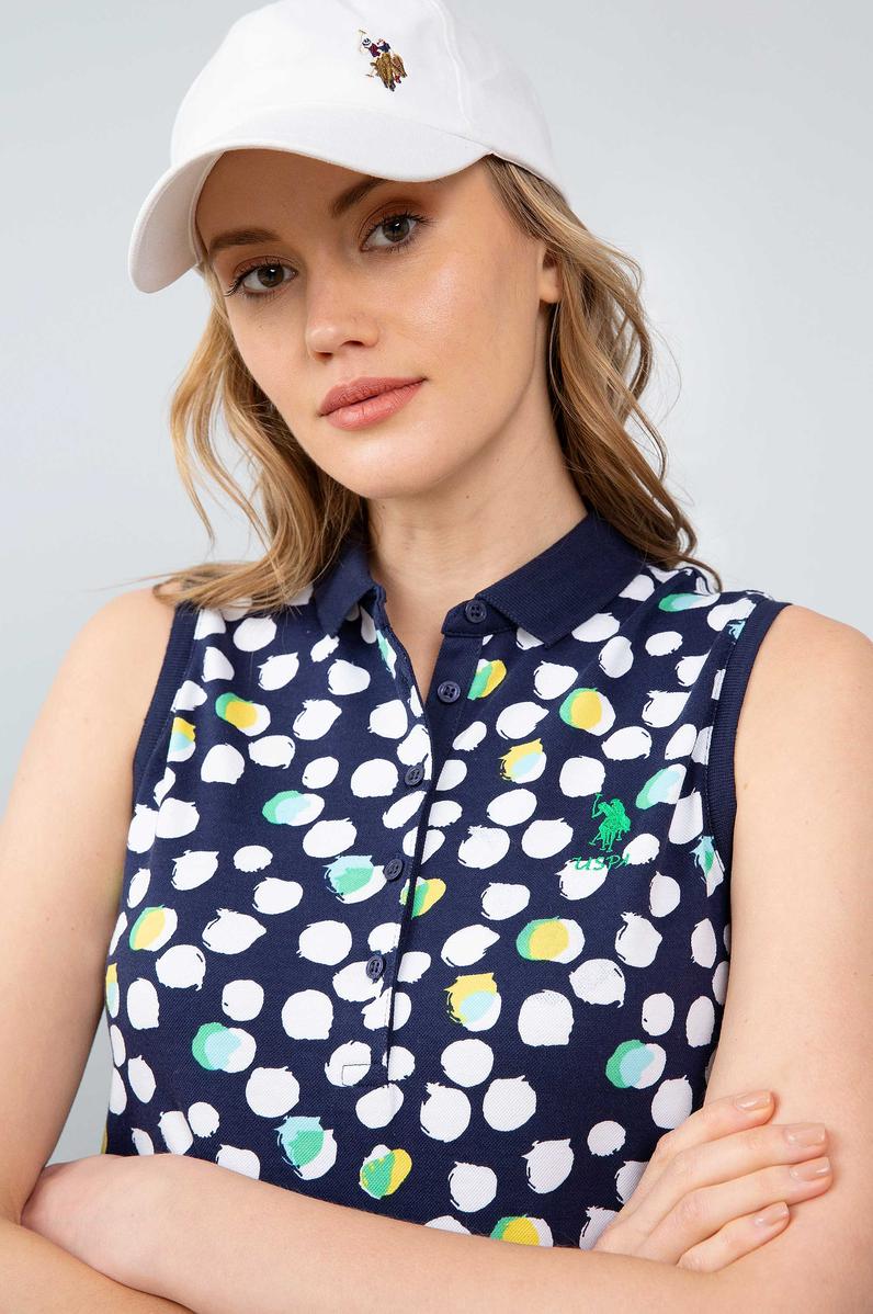 Kadın Lacivert Polo Yaka Kolsuz Tişört