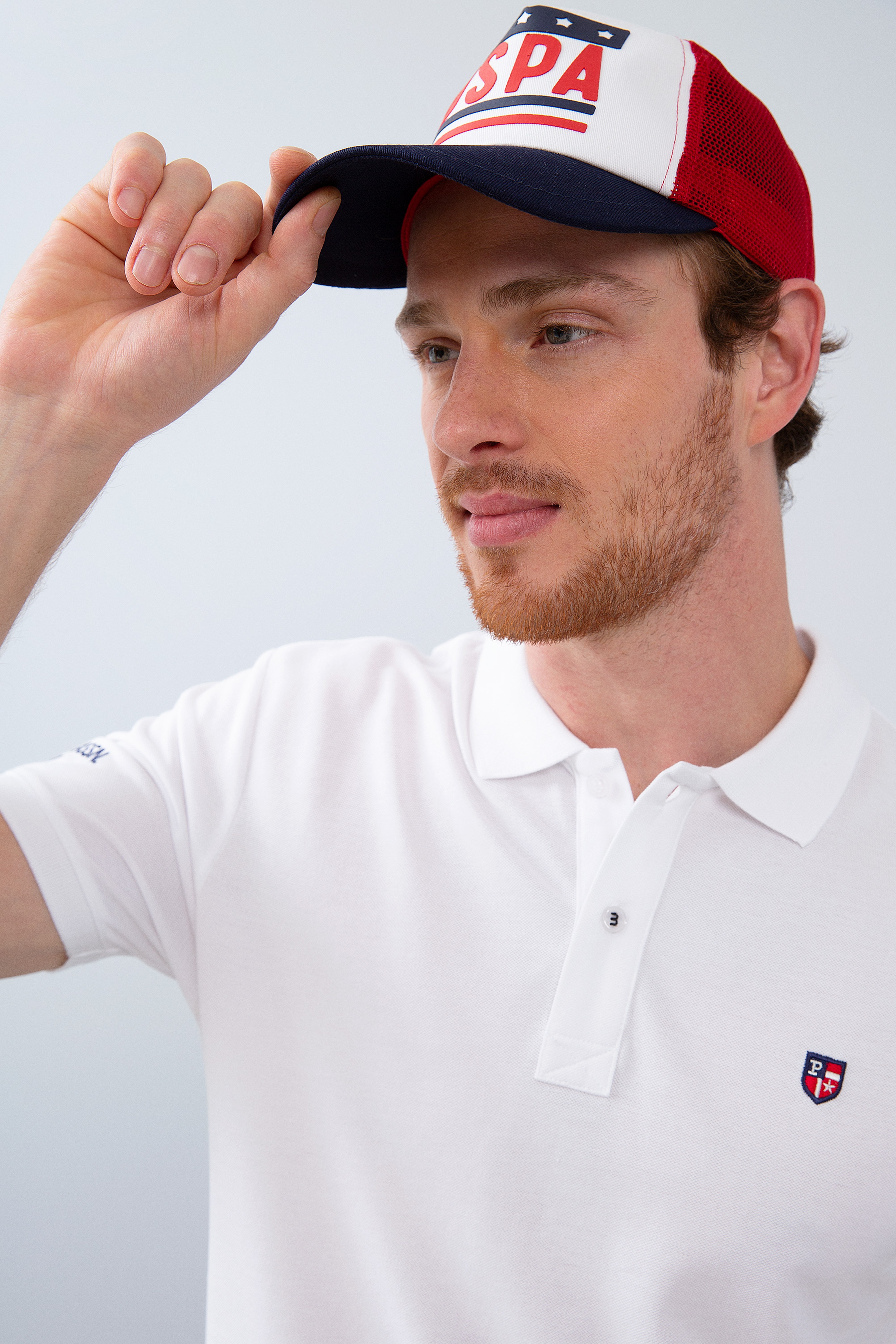 Erkek Beyaz Polo Yaka T-Shirt Basic - Image 2