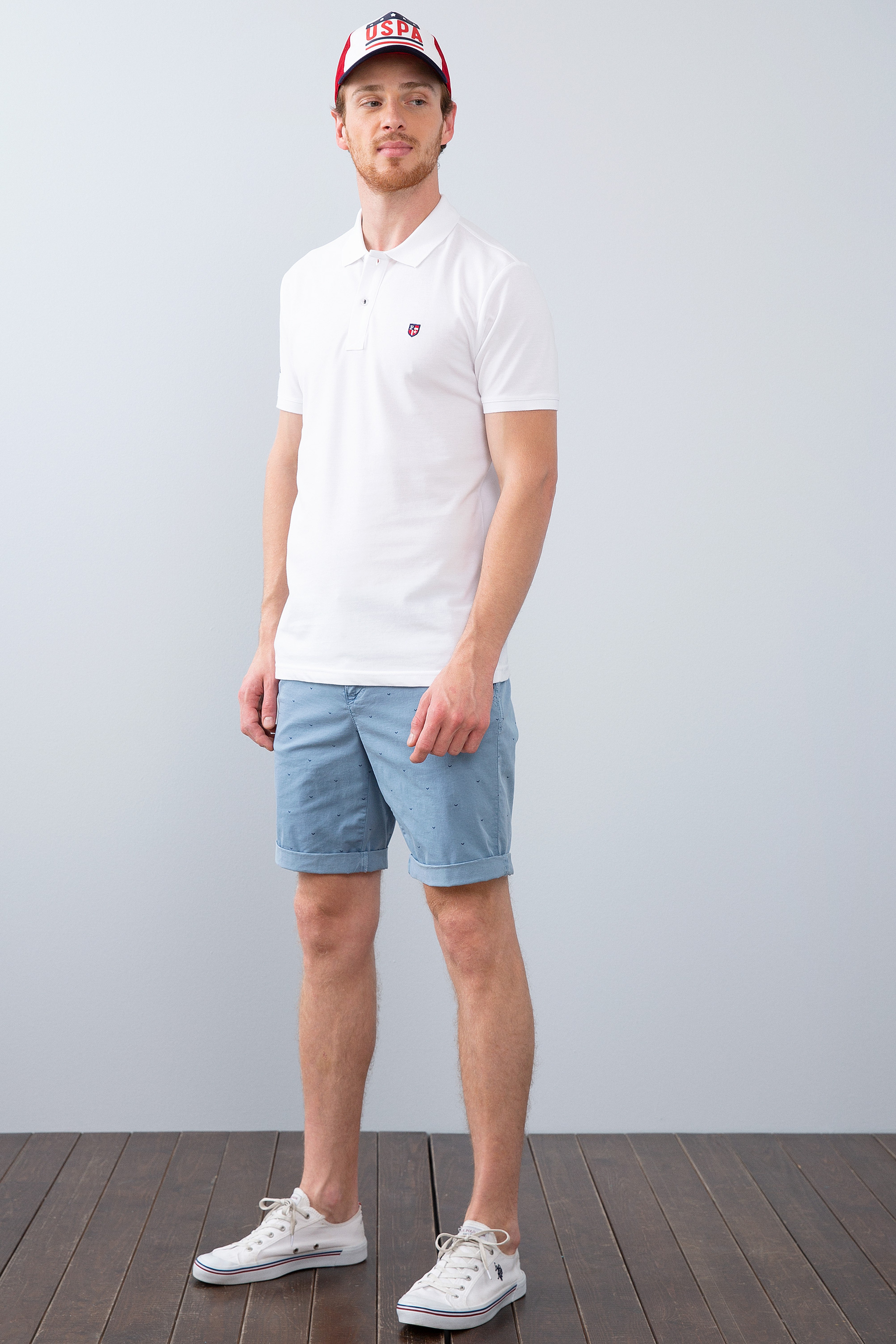 Erkek Beyaz Polo Yaka T-Shirt Basic