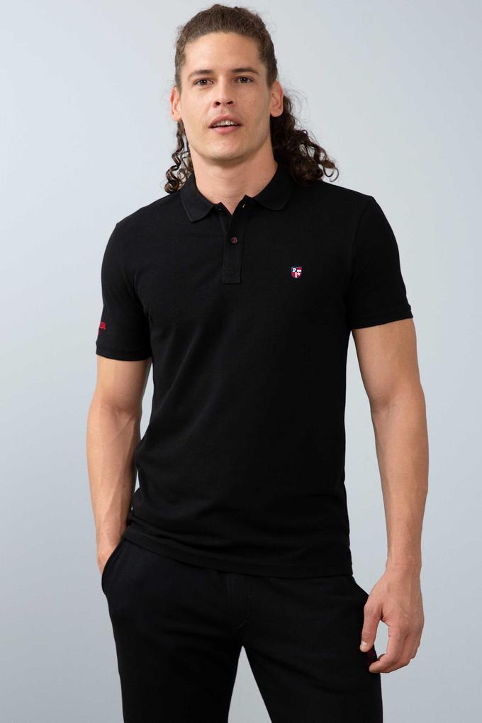 Erkek Siyah Polo Yaka T-Shirt Basic
