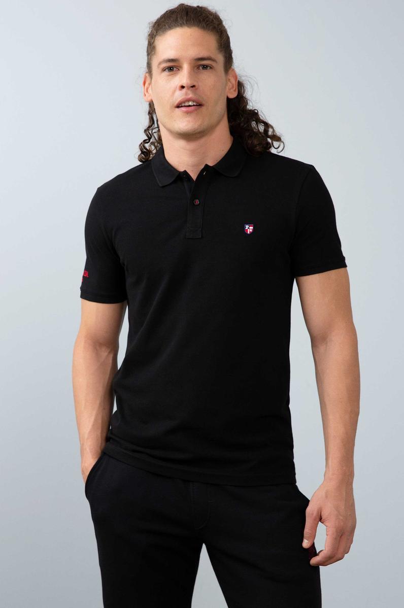 Erkek Siyah Polo Yaka T-Shirt Basic