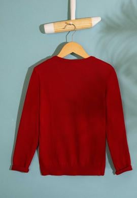 Kız Çocuk Kırmızı Triko Kazak Basic - 50213275041