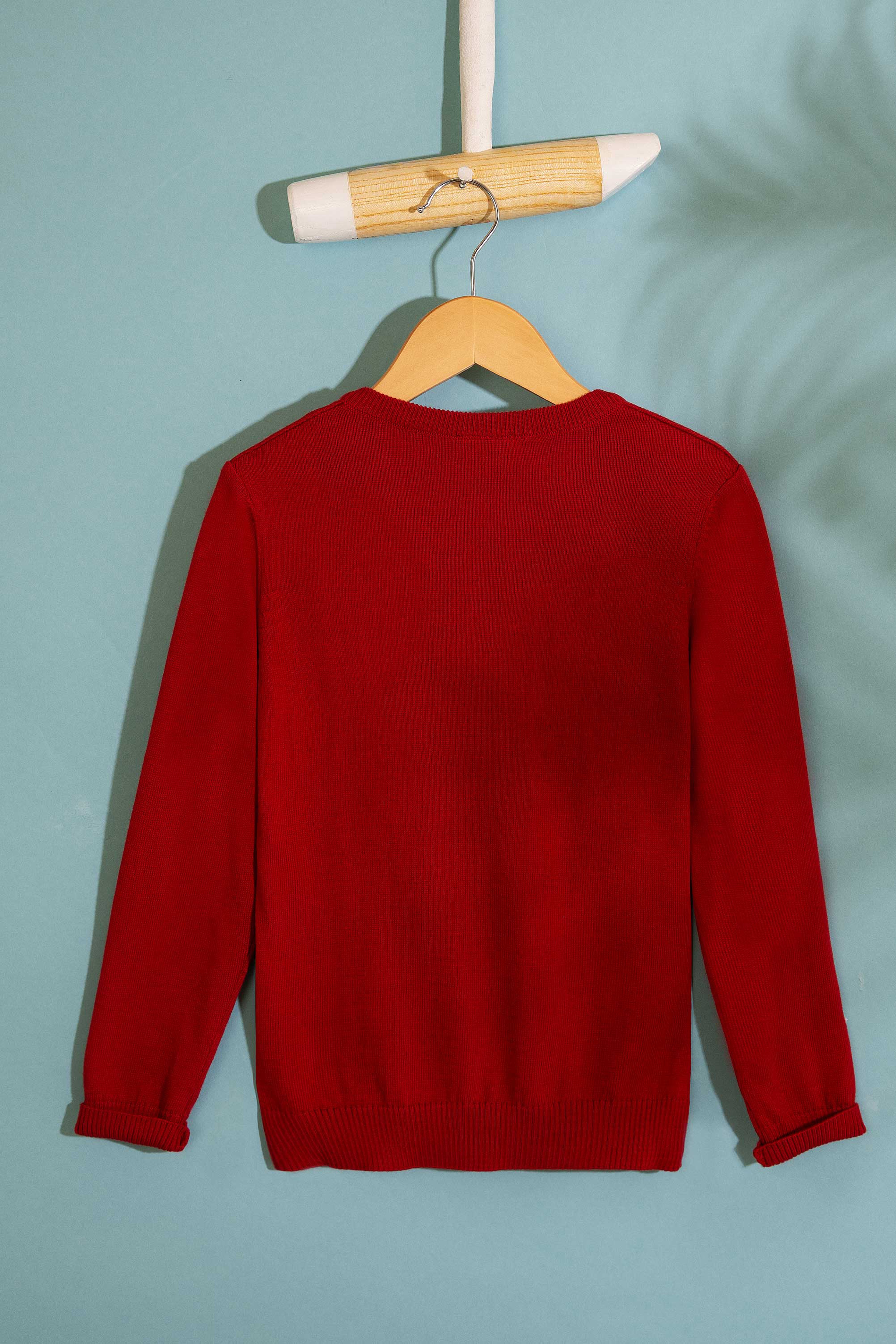 Kız Çocuk Kırmızı Triko Kazak Basic - Image 2