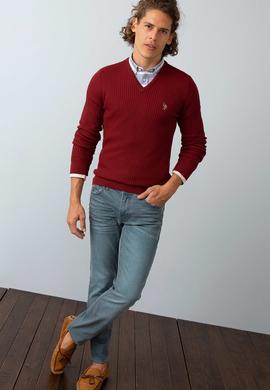 Erkek Bordo Standart Kazak - 50192680072