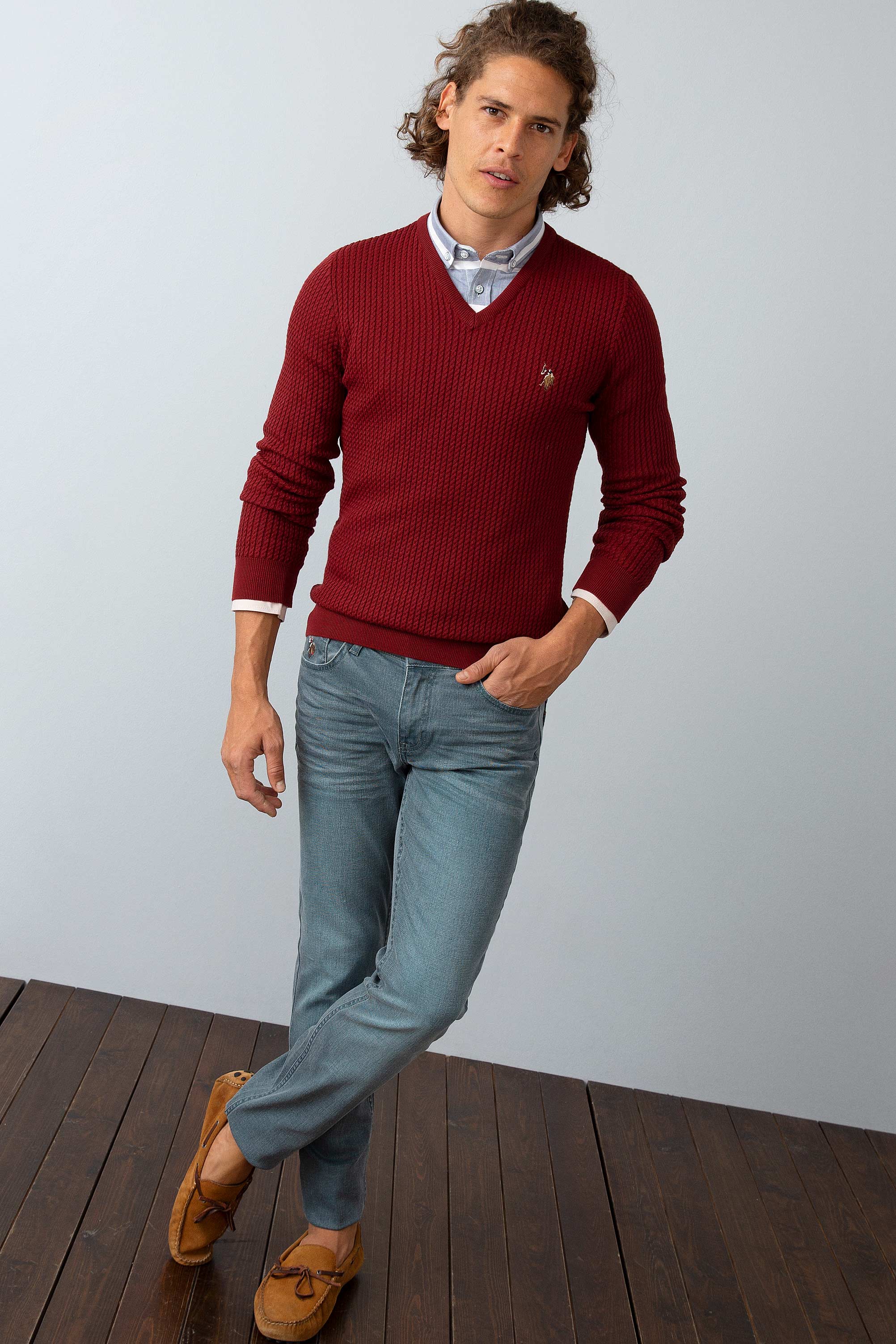 Erkek Bordo Standart Kazak - Image 4