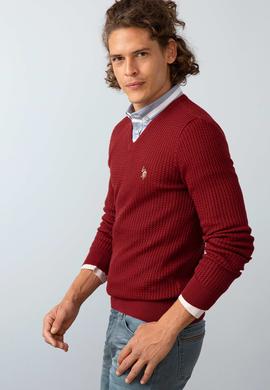 Erkek Bordo Standart Kazak - 50192680072