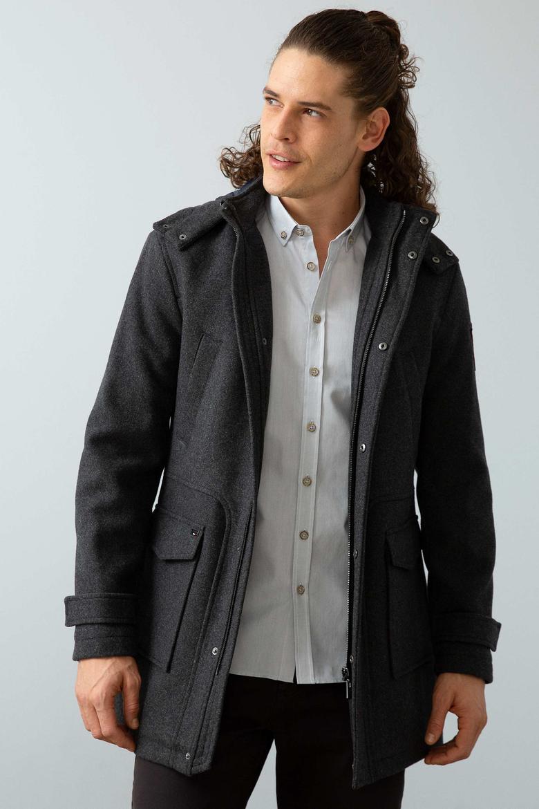 Erkek Gri Kısa Regular Kaban - 50196088001