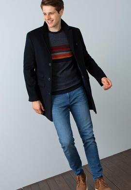 Erkek Lacivert Uzun Slim Kaban - 50196089014