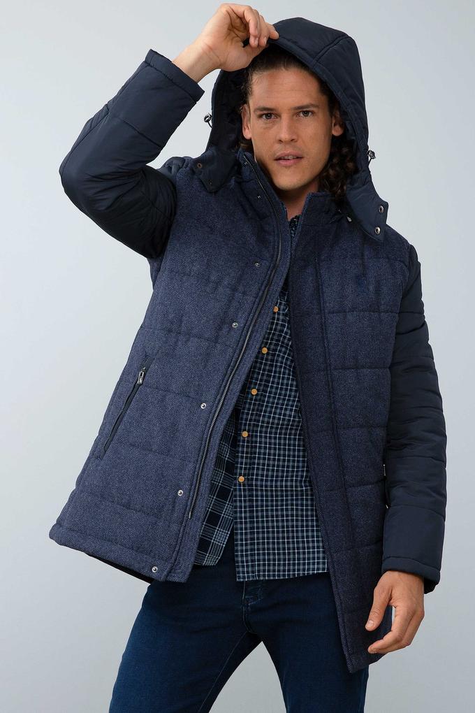 Erkek Lacivert Uzun Regular Kaban