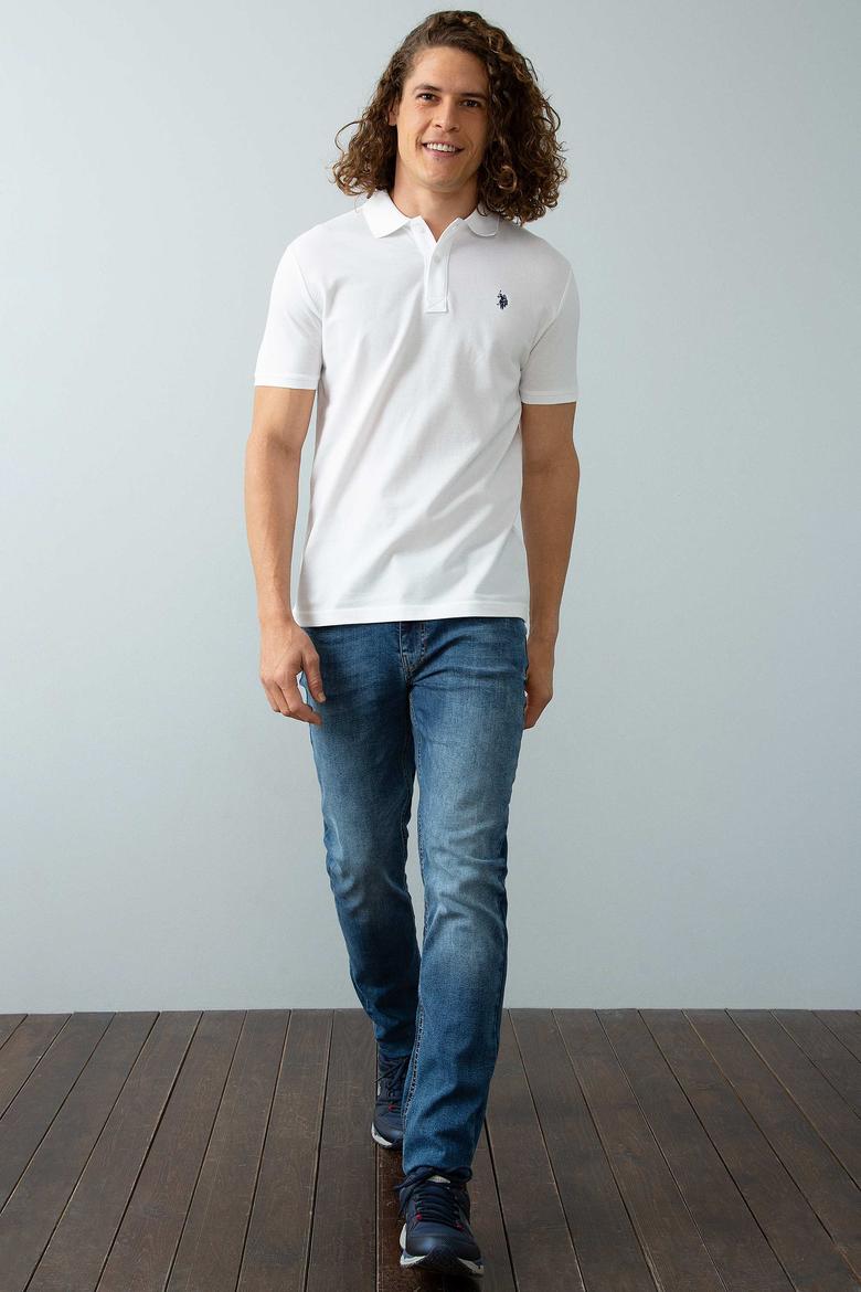 Erkek Beyaz Polo Yaka T-Shirt Basic - 50199991005