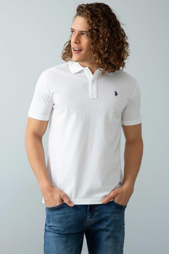 Erkek Beyaz Polo Yaka T-Shirt Basic