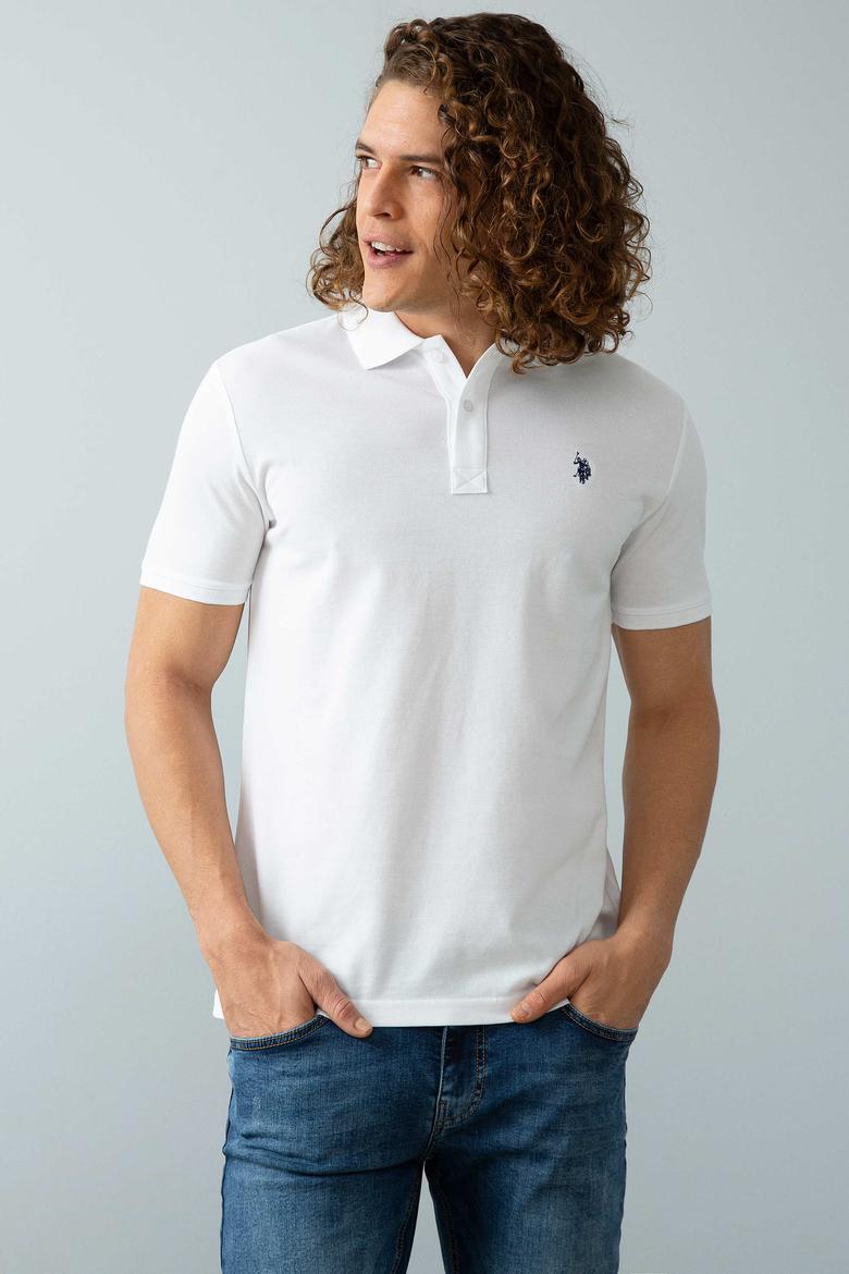 Erkek Beyaz Polo Yaka T-Shirt Basic