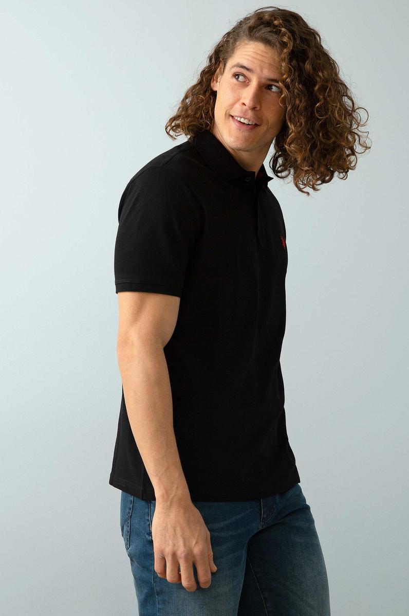 Erkek Siyah Polo Yaka Basic T-Shirt