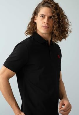 Erkek Siyah Polo Yaka Basic T-Shirt - 50199991016
