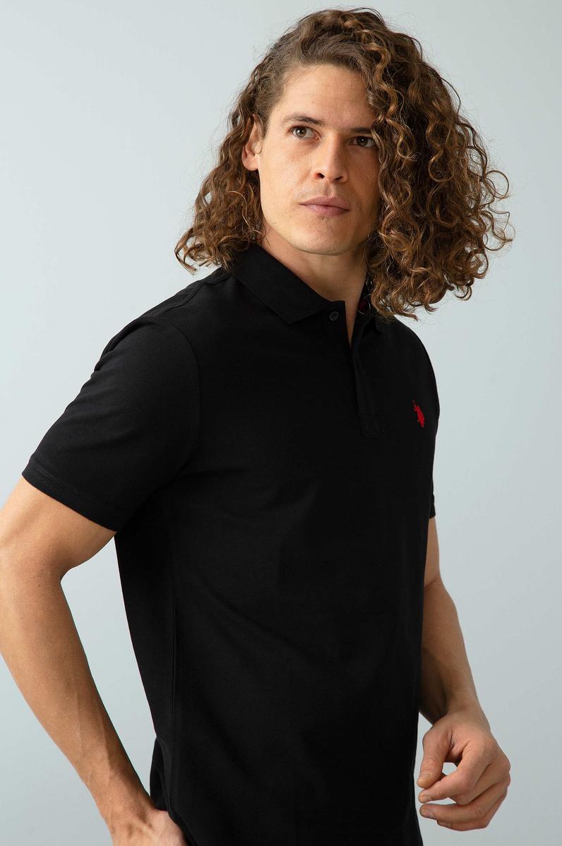 Erkek Siyah Polo Yaka Basic T-Shirt