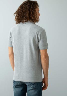 Erkek Gri Melanj Polo Yaka Basic T-Shirt - 50199991025