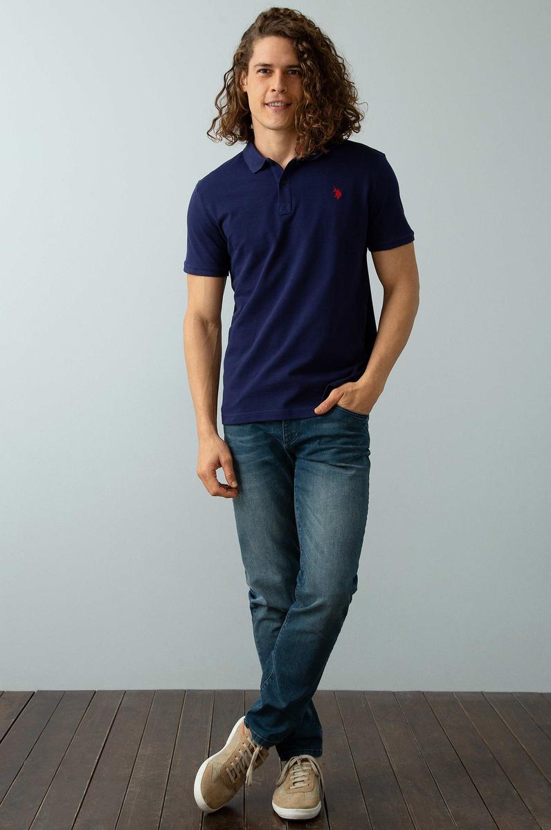 Erkek Lacivert Basic Polo Yaka Tişört