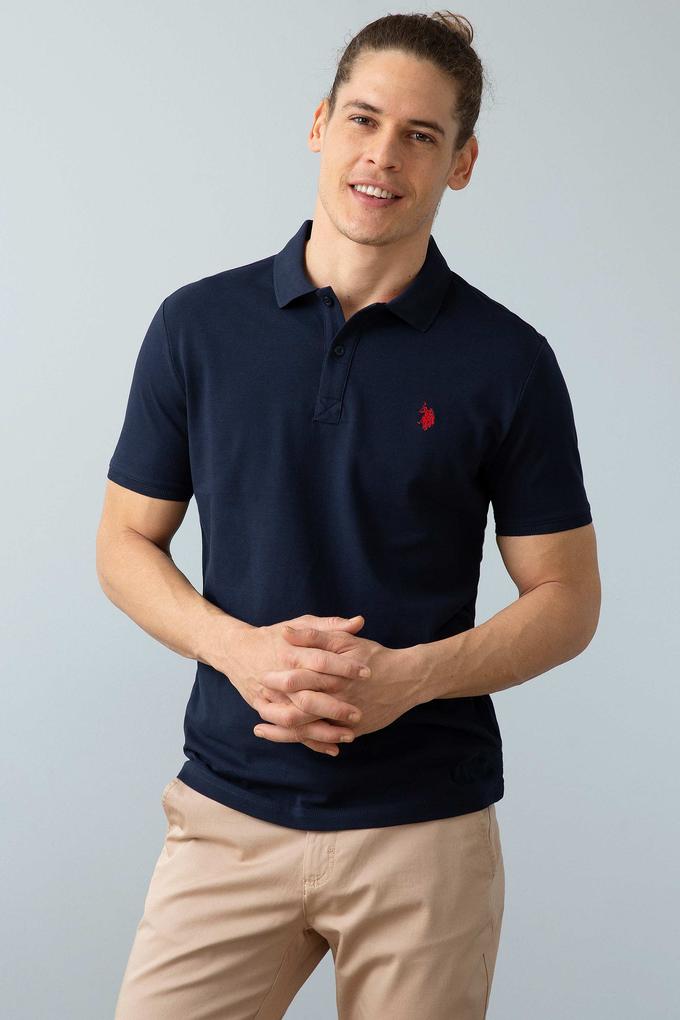 Erkek Koyu Lacivert Polo Yaka T-Shirt Basic