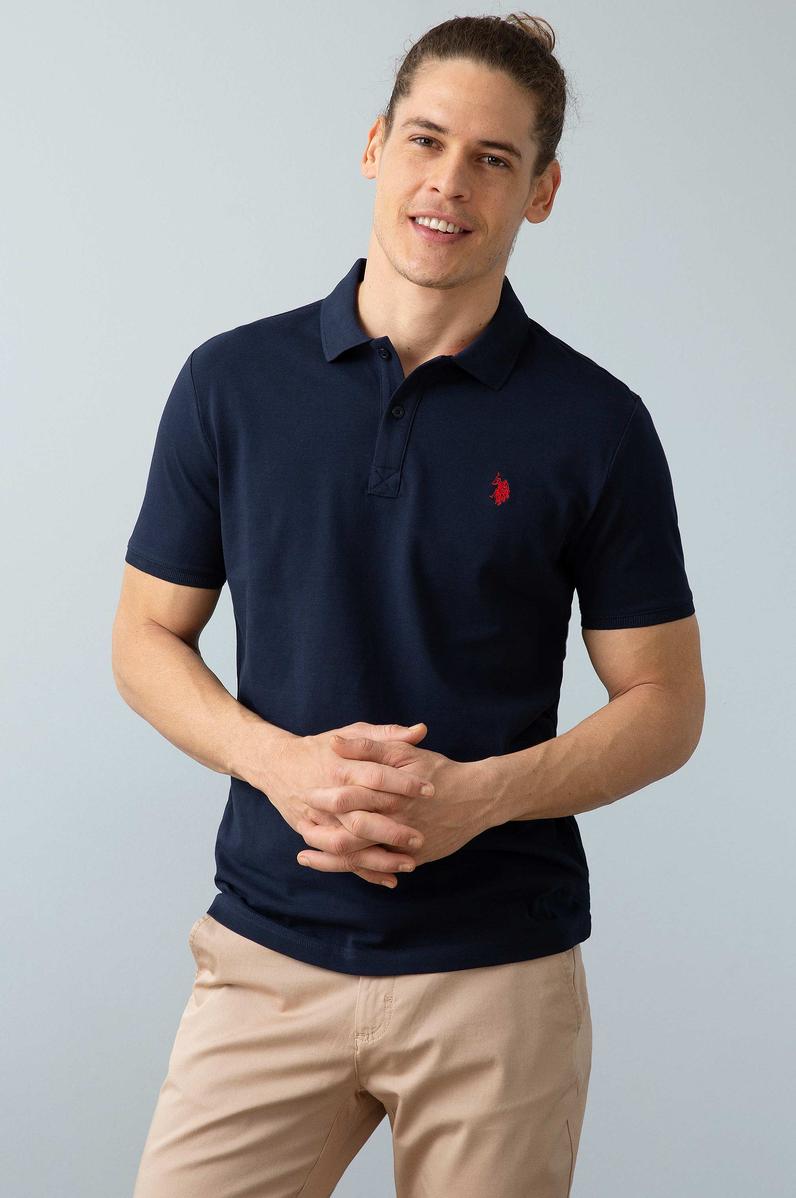 Erkek Koyu Lacivert Polo Yaka T-Shirt Basic