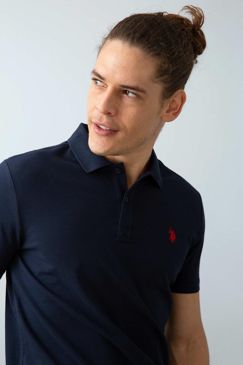 Erkek Koyu Lacivert Polo Yaka T-Shirt Basic - 50199991047