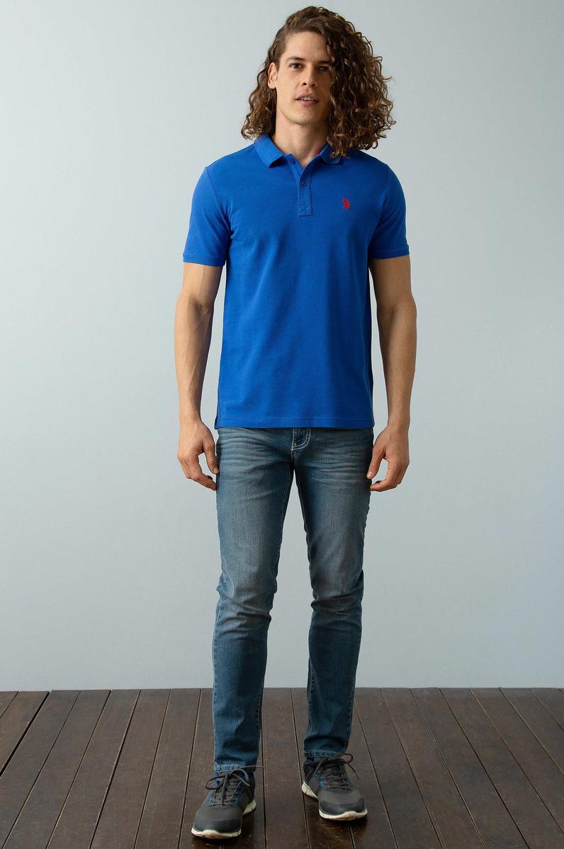 Erkek Saks Basic Polo Yaka Tişört